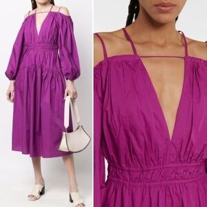 ULLA JOHNSON Tahlia Dress, Magenta/Orchid Off Shoulder, Boho, Size 2